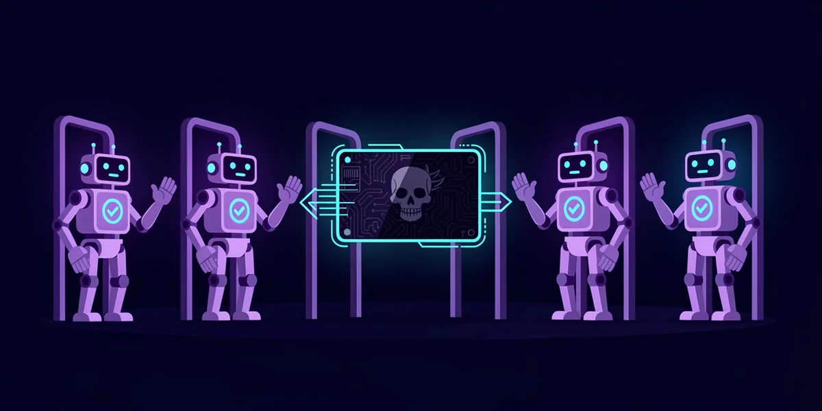 A satirical incident report imagines seven AI security gates waving the same malware through
